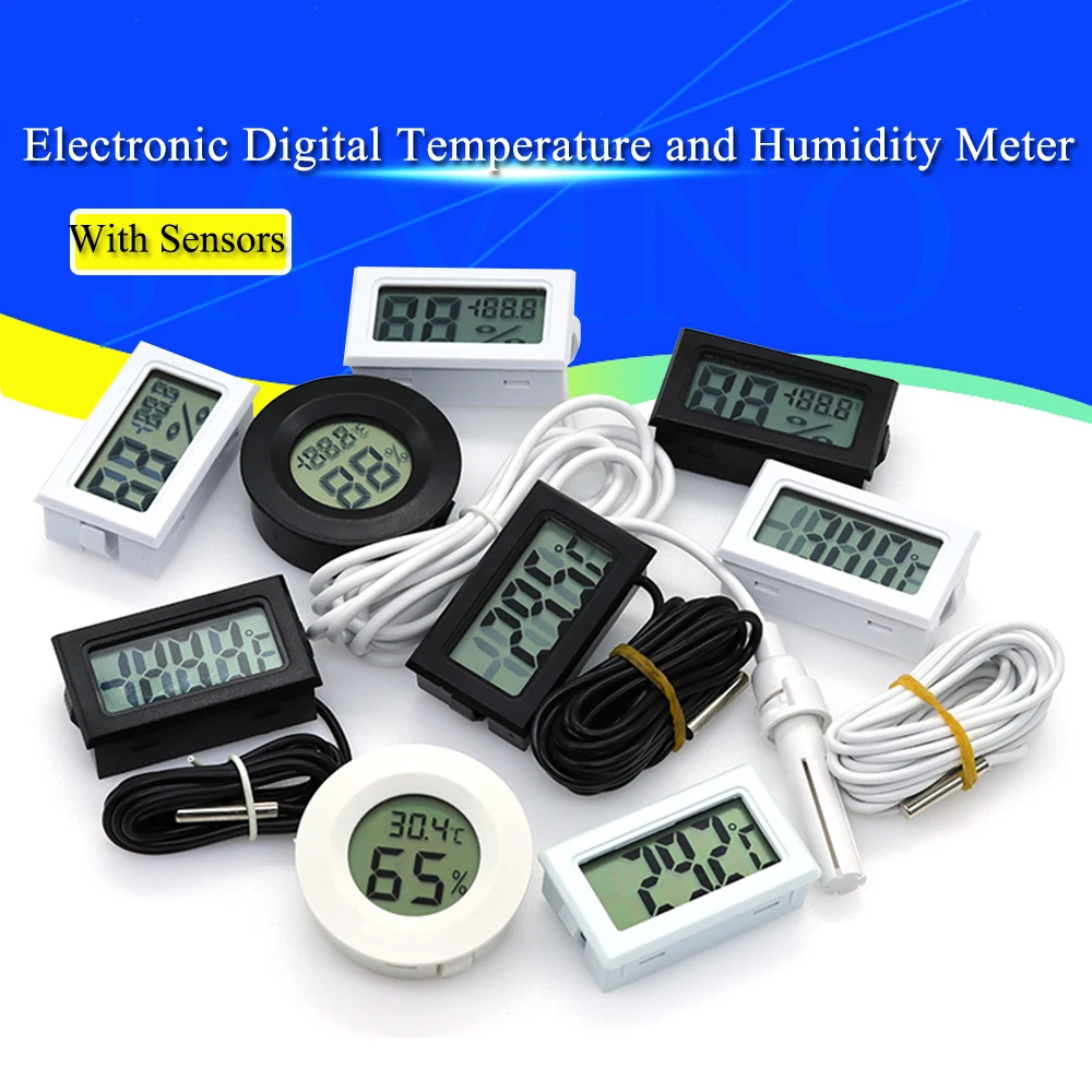 Micro LCD digital thermometer hygrometer indoor convenience temperature sensor hygrometer instrument with cable