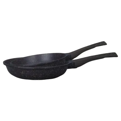 Arow Casting Granite Pan Black 2gang Set