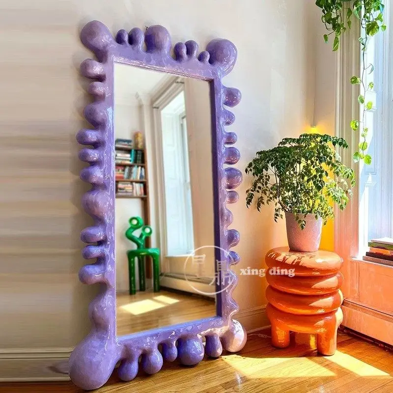 Dopamine mirror full body full length mirror Internet celebrity home purple clothing store cute light luxury bedroom ins floor m