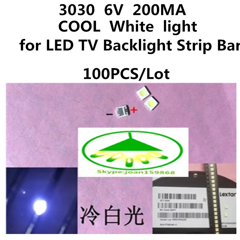 400PCS/Lot  For  led tv backlight  3030  6V  kit electronique led led for lcd tv repair Assorted pack kit Cool white