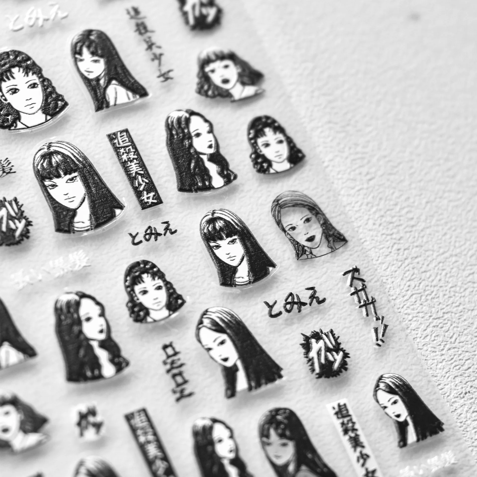 Halloween Japanese Retro 5D Comics Nail Sticker Press on Nails Art Decorations Slider Water Decal Manicure Decals Winter