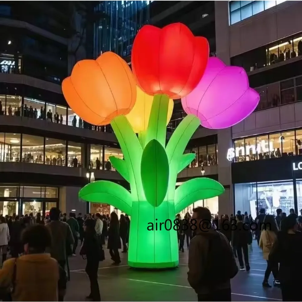 Fleur gonflable géante colorée populaire avec lumières pour la décoration de scène de festival de mariage de partie