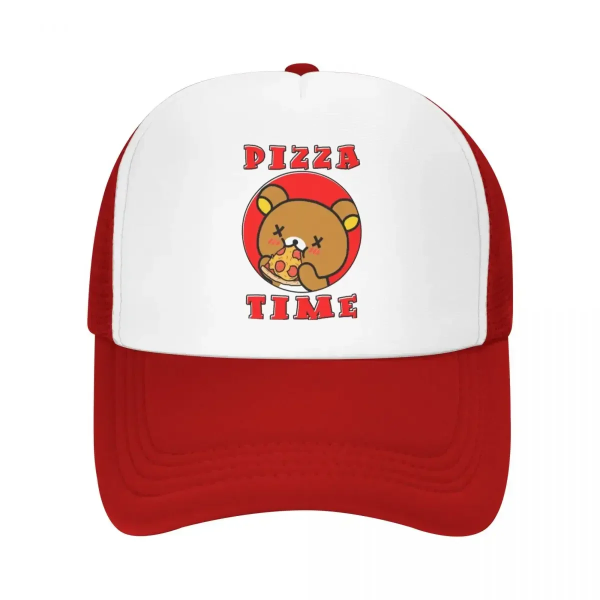 Unisex Rilakkuma Relaxed Bear Pizza Time Trucker Hat Sport Mesh Baseball Cap Snapback Caps Sun Hats Adjustable Sports Cap Summer