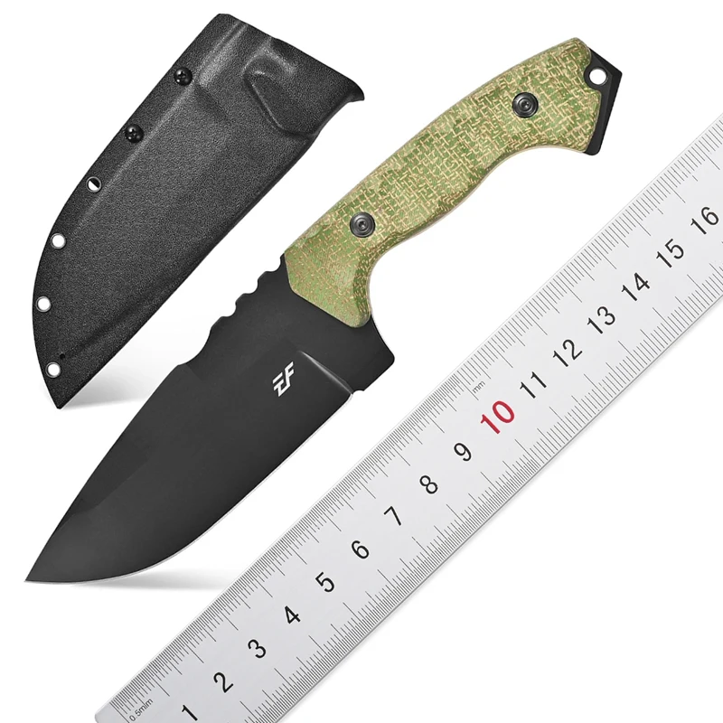 Eafengrow EF154 Fixed Straight Knife Nitro-V Stainless Steel Blade Micarta Handle Fixed Blade Knife Full Tang EDC Tool for Outdo