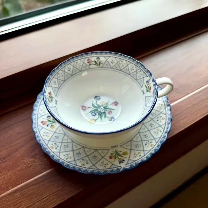 Noritake Bone China Tea Cup And Plate ternoon Tea Engli Sle Handmade Tulip Pattern Single Ear Coffee Cup And Saucer