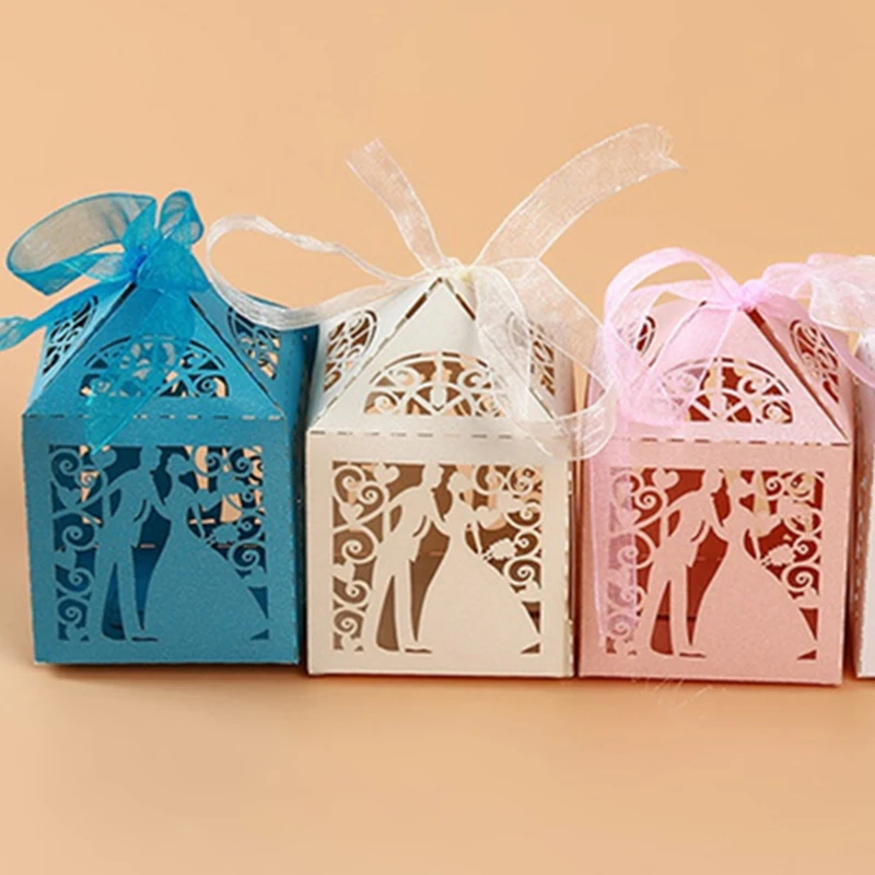 

50pcs/Bag Wedding Chocolates Candy Box Packaging Gifts For Guests Bridal Shower Engagement Anniversaire Party Supplies Favors