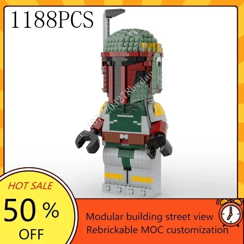 

Боба Фетт, средняя фигурка, модель, комплект MOC, серия «Космическая битва», головоломка, праздничная сборная игрушка для детей, подарок на день рождения, Рождество, в возрасте