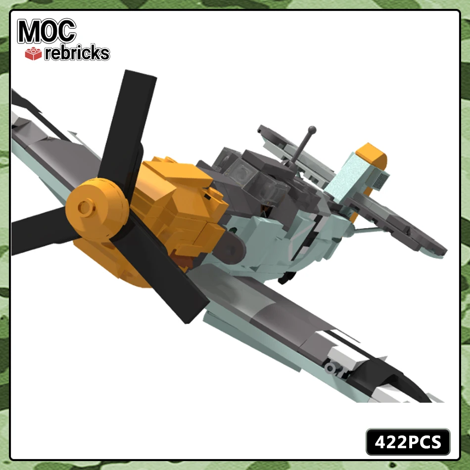 MOC Space War Series Model klocków konstrukcyjnych Messerschmitt BF 109E-4 Zestaw broni lotniczych Oryginalność DIY Prezent dla dzieci Zabawki edukacyjne