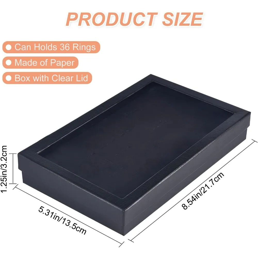 1Pc 36 Slots Ring Showcase Display Box Ring Organizer Boxes Rings Holders Insert Display Trays Transparent Packing Box for