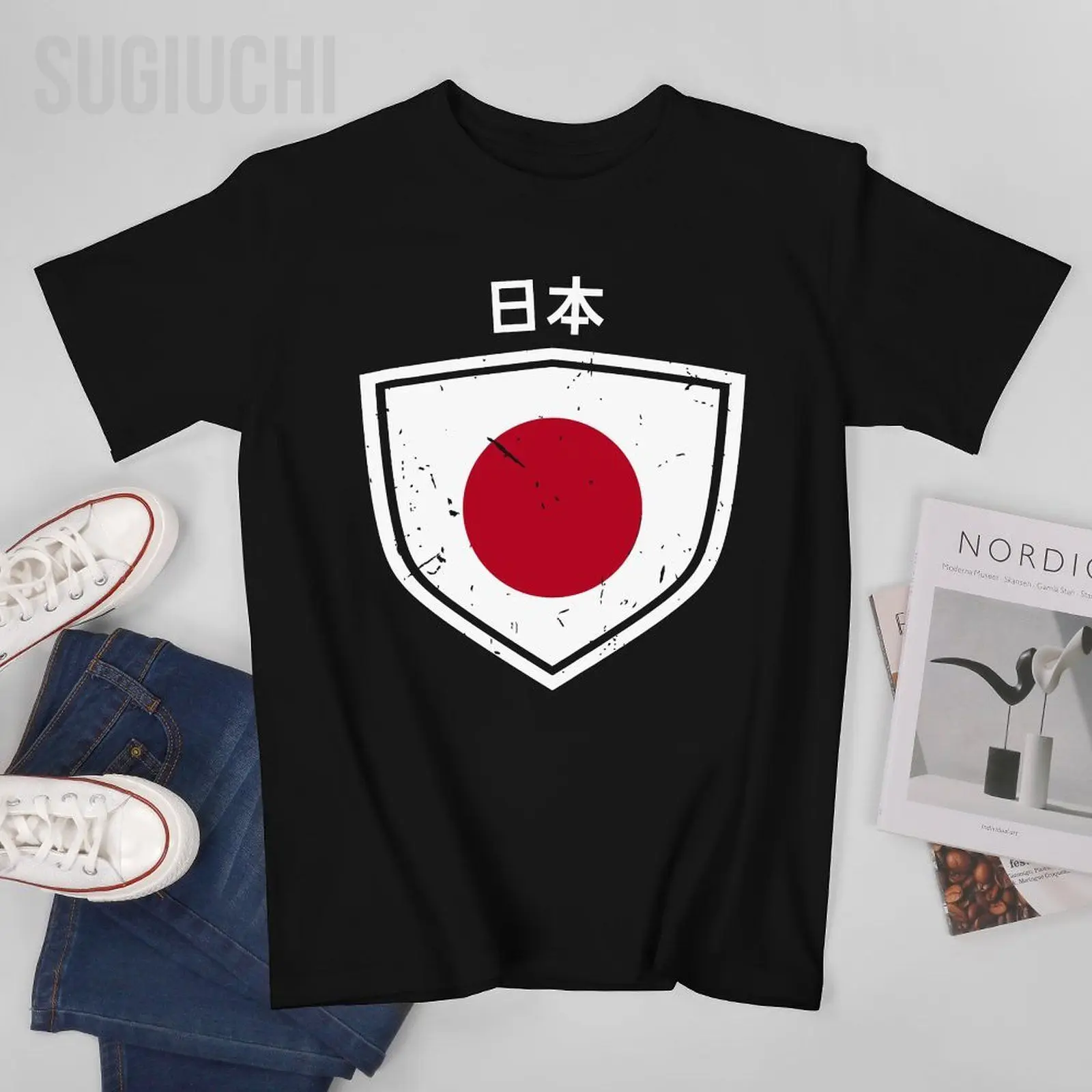 Men Japan Japanese Flag Shield Tshirt Tees O-neck T Shirts Women Boys 100% Cotton Short T-Shirt Unisex All Seasons
