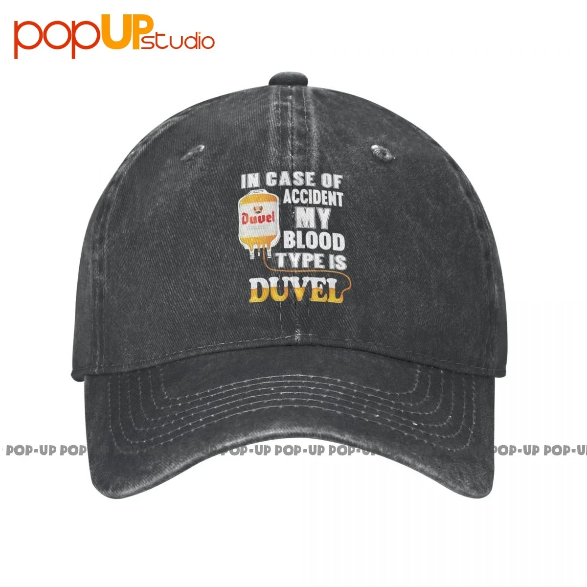 In Case Of Accident My Blood Type Is Duvel Washed Denim Baseball Cap Trucker Hats Summer Best Quality