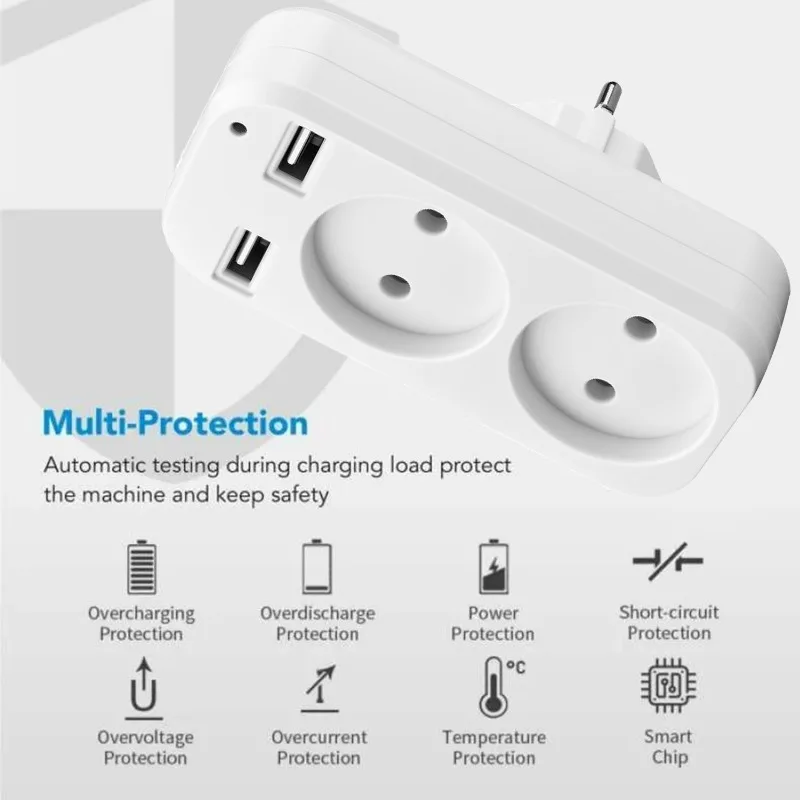 EU Plug Conversion Plug Multifunctional Sockets Portable with 2 USB Port German French Russian Universal Sockets Power Adapter