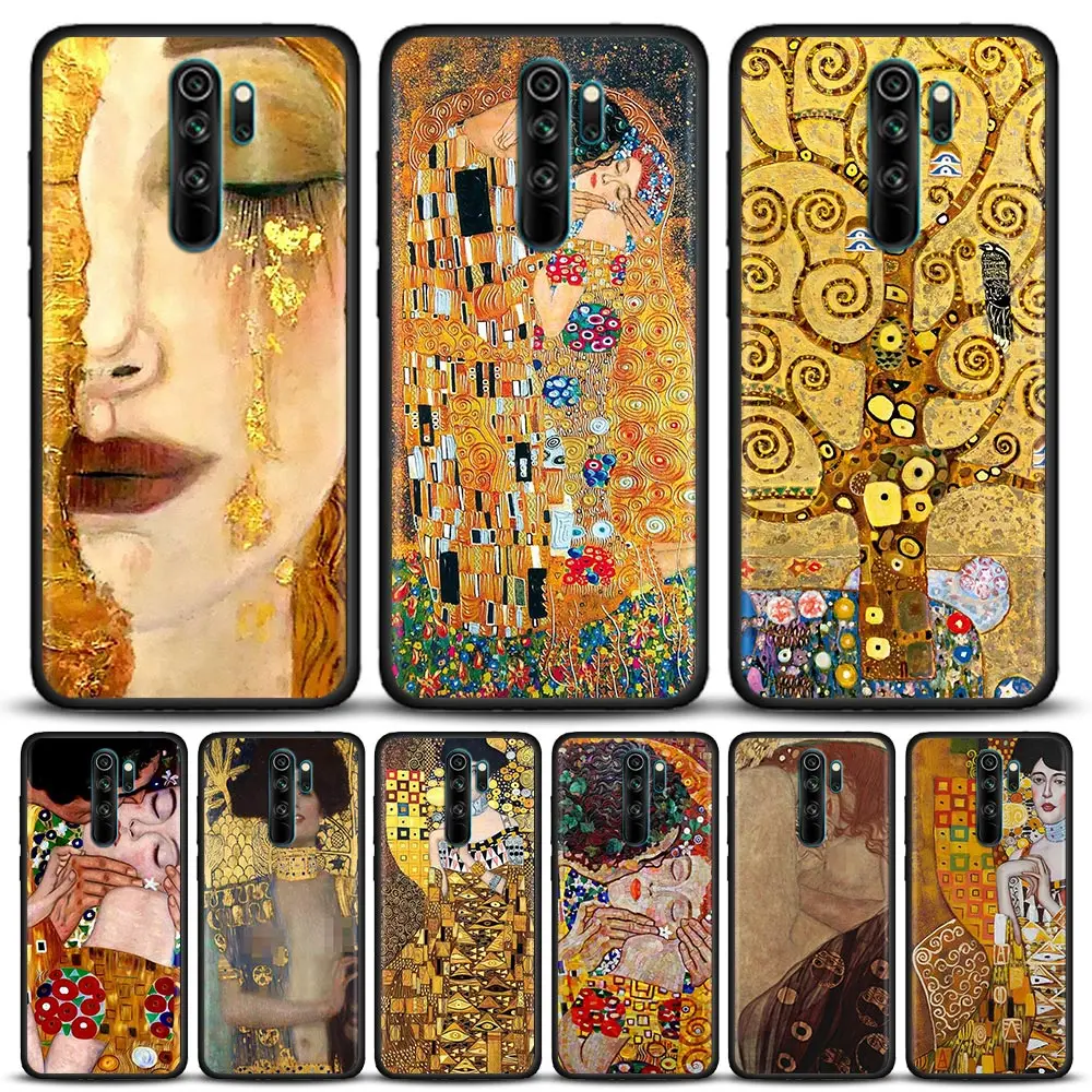 Custodia per Redmi Note 9 9S 9T 10 10S 11 11S 11T 8 8T 7 POCO M4 Pro Cover in Silicone Fundas Kiss by Gustav Klimt Golden Freya Tears