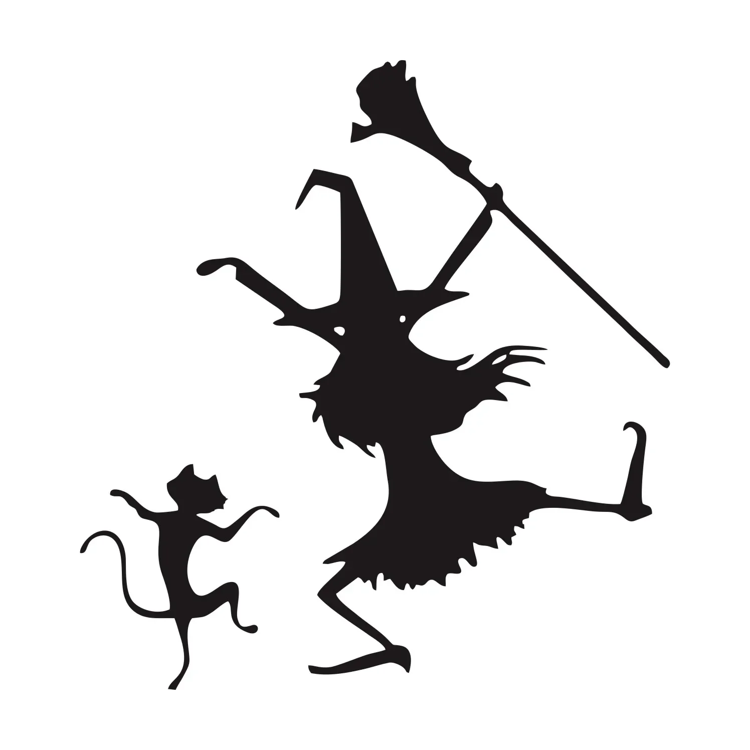 New Design Creative Decals Dance Witch and Cat Fun Vinyl Car Styling Car Stickers Car Motorcycle Accessories, 16cm