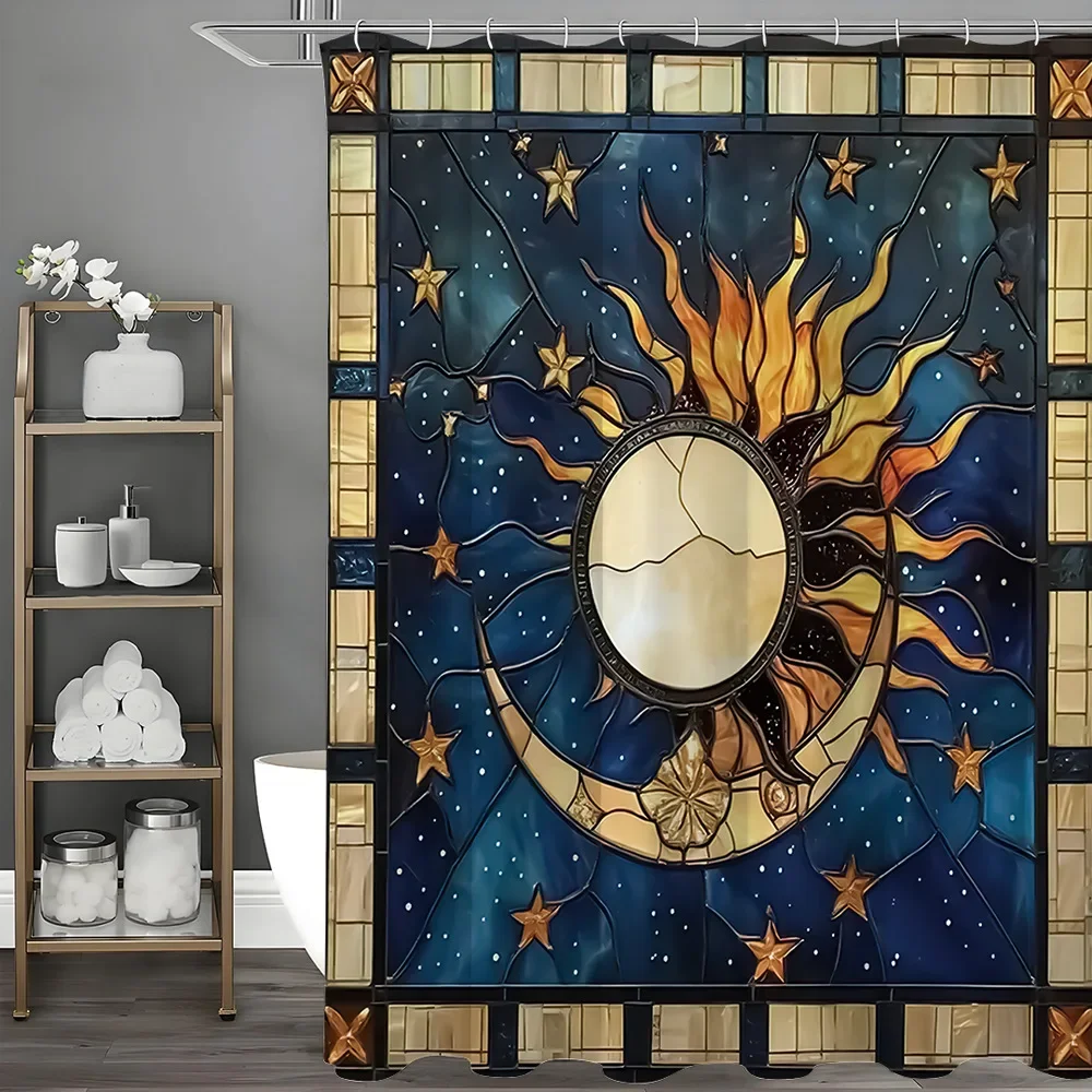 Tenda da doccia creativa in stile bohémien, lavabile, resistente allo sporco, tenda da bagno in poliestere impermeabile per la decorazione domestica