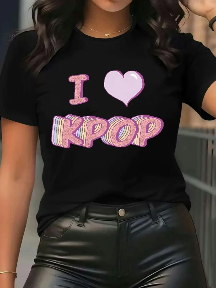 

Женская повседневная футболка с коротким рукавом и круглым вырезом, весна/лето/осень, модная повседневная одежда, повседневный топ для повседневной одежды