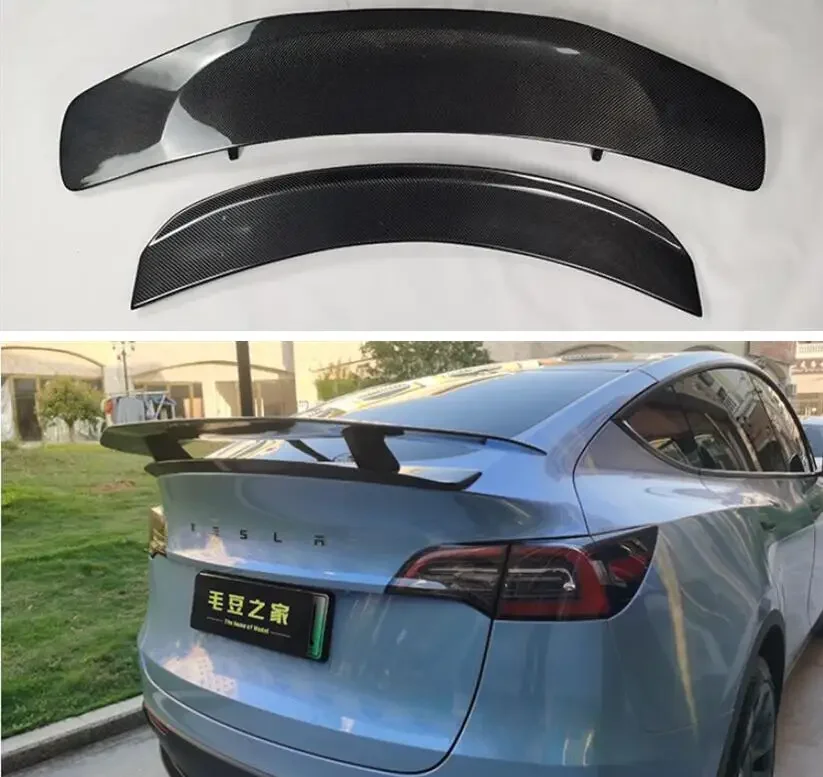 Double-Deck GT REAL CARBON FIBER REAR WING TRUNK LIP TAIL SPOILER FOR Tesla MODEL Y 2020 2021 2022