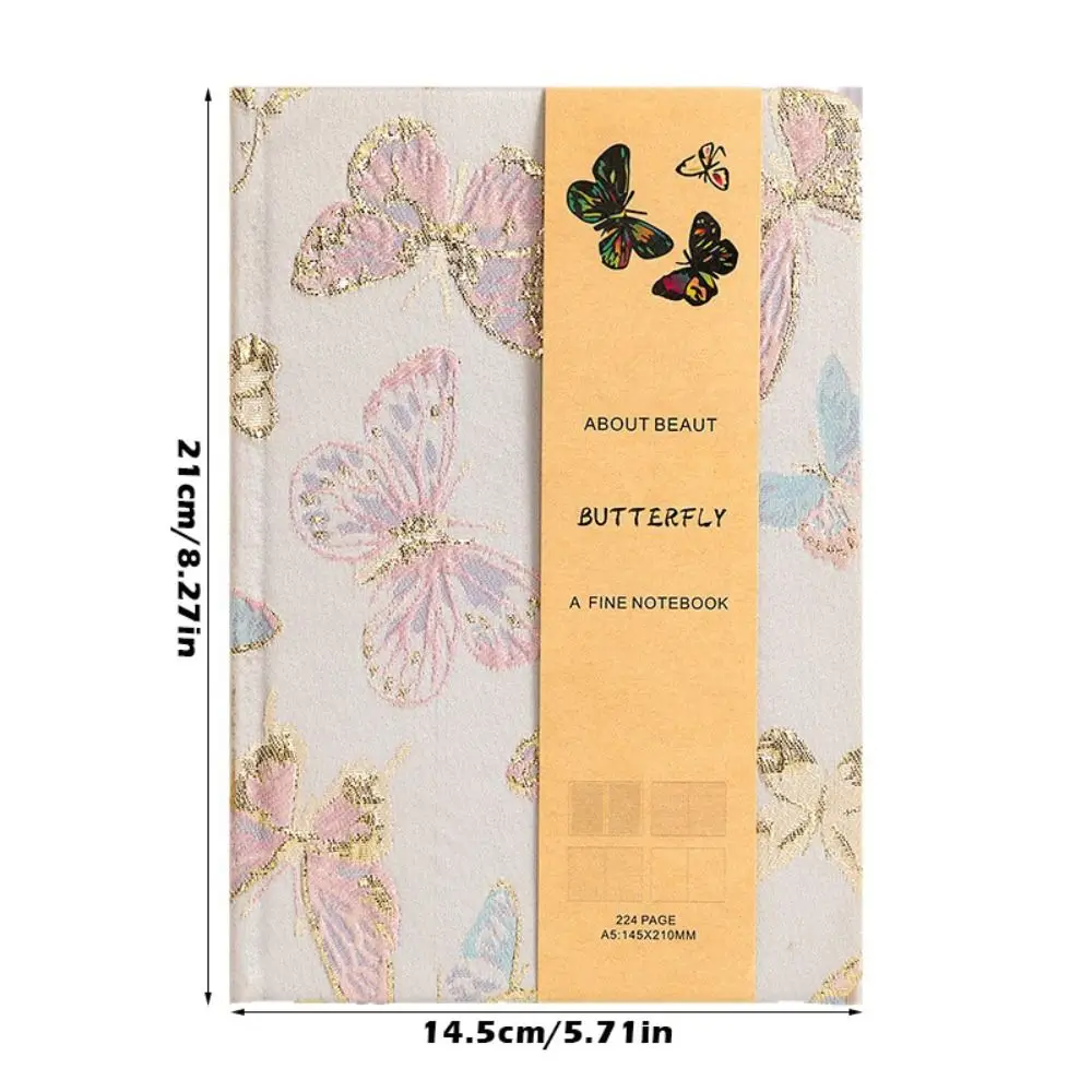 Simple A5 Notebook Embroidery Butterfly Hard Cover Planner 4-in-1 Inner Pages Junk Journal Business Office
