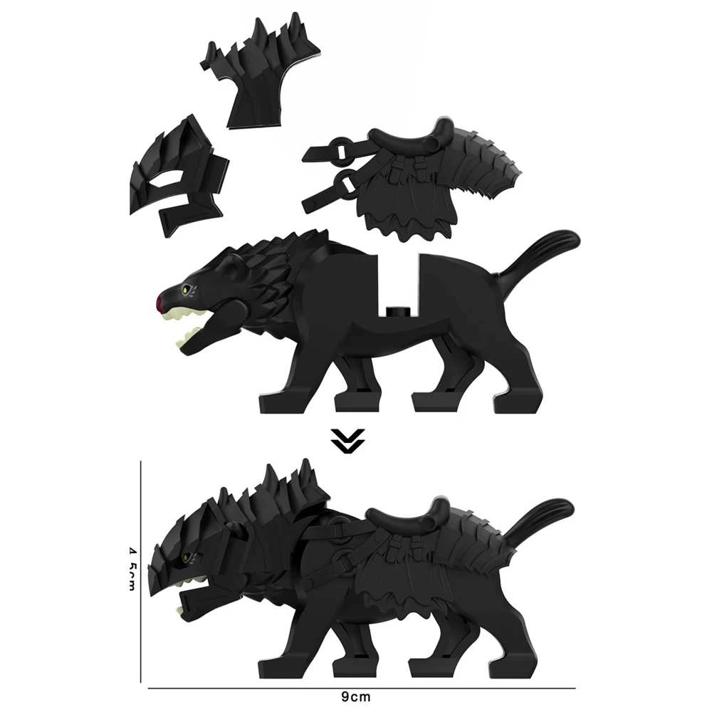 Loup de guerre militaire de l'armée médiévale, assembler MOC, blocs de construction en briques, jouets pour enfants, cadeau de noël ﻿