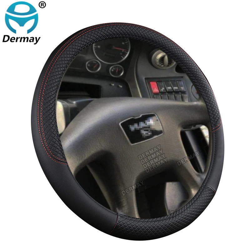 Large Size Pu Leather Car Steering Wheel Cover Plus Wheel Hubs for Different Cars 36 38 40 42 45 47 50cm for Scania Trunk Bus