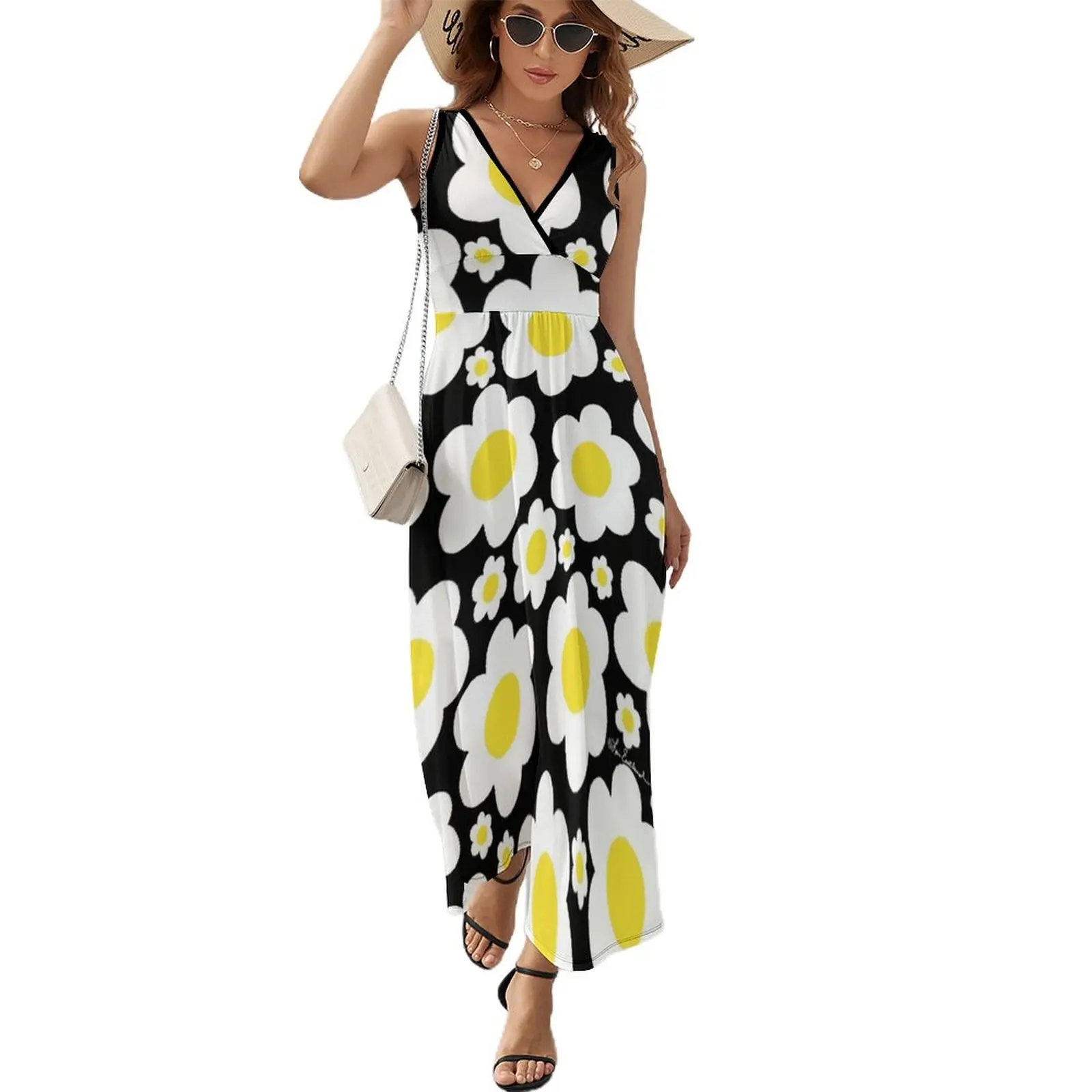 

Retro 60's Daisy Pop Flowers Sleeveless Dress dresses summer woman 2023 dress korean style evening dress women