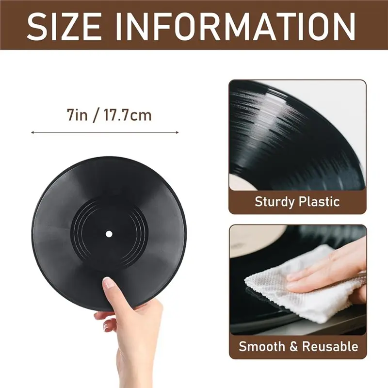 Premium-Fake Retro Record Disc 7 Inch 12 Pack Blank Vinyl Records Decor For Rock& Roll Party, Home Studio Wall Display