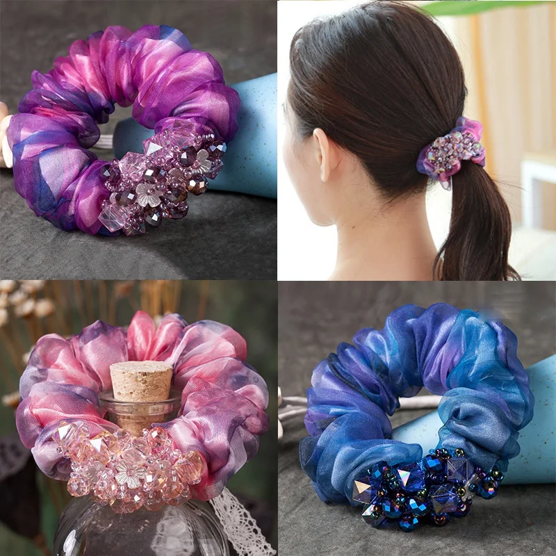 

South Korea's new yarn Flower Hair circle exquisite cloth hair accessories elegant women's headdress