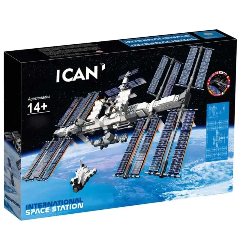 

With Light International Space Station Building Blocks Bricks Compatible 21321 Shuttle Astronaut Birthday Christmas Gift Toys