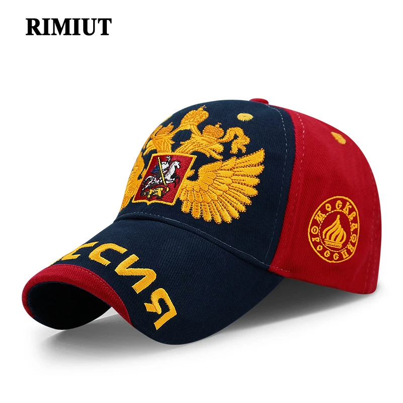 Rimiut Russia National Emblem Gold Double-Headed Eagle Cap Adjustable Cotton Hat Snapback Gorras Hip Hop Men Women Baseball Cap