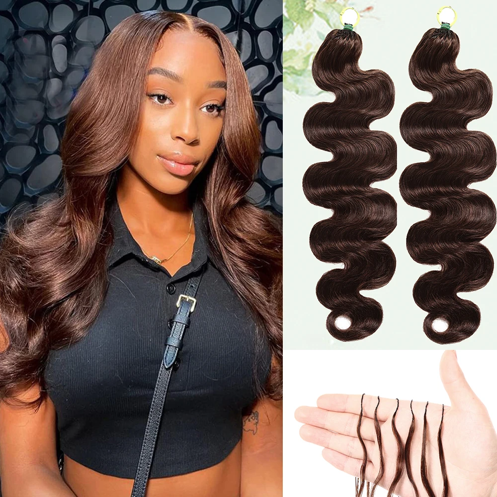 

Brown Body Wave Pre-Separated Human Crochet Hair #4 Color Body Wave Boho Braids Crochet Human Hair Extensions