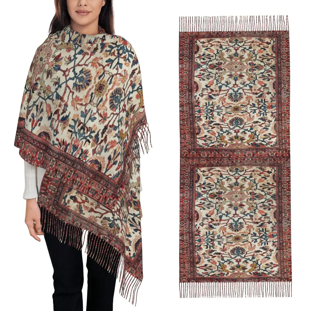 Mahal West персидский шарф с принтом ковер, шарфы с кисточками, женские мягкие теплые шали и накидки, большая осенне-зимняя шаль