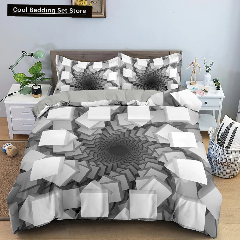 

3D Duvet Cover Psychedelic Twin Bedding Set Double Quilt Cover with Zipper Closure 2/3pcs Queen King Polyester Comforter Cover