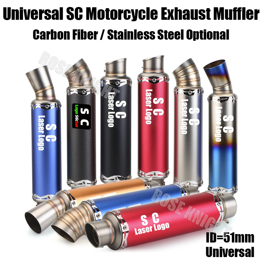 

Universal 51mm Motorcycle sc Exhaust Muffler Escape for Kawasaki Suzuki Yamaha Honda ETC GP Project Exhaust ModifIed Accessories