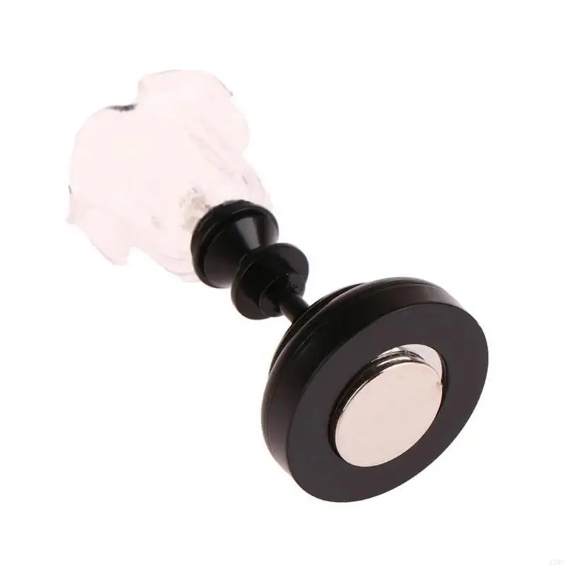 

J2HF Elegant 1/12 Scale Dollhouses Chandelier Lighting Accessory with Clear Glass Flower Shade and Black Base for Model Decors