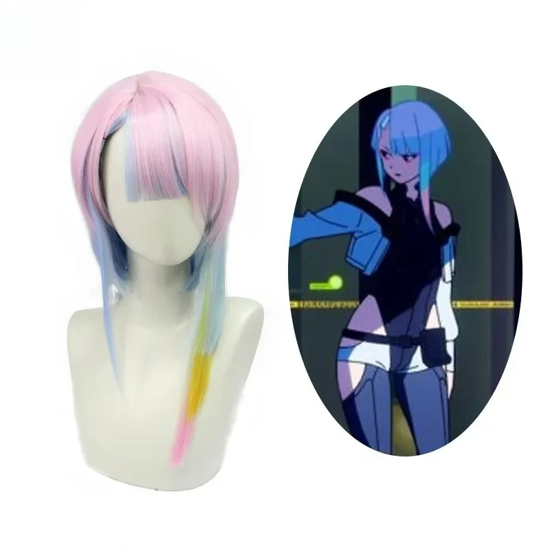 

Cyberpunk Fringe Walker Runner Multi-color Gradual Change Styling Short Hair Lucy Lucy Cosplay Wig Headgear