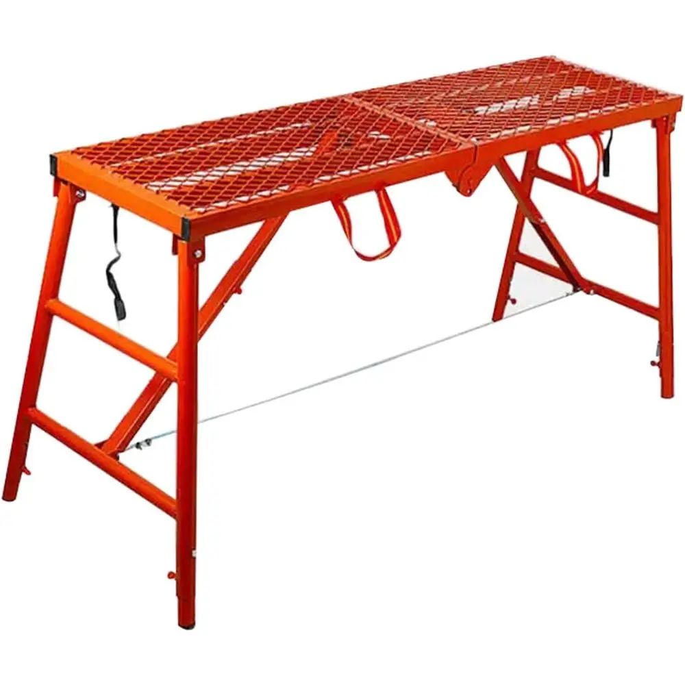 

Adjustable Height Folding Scaffolding Platform, Step Ladder with Bench for Construction and Cleaning Tasks
