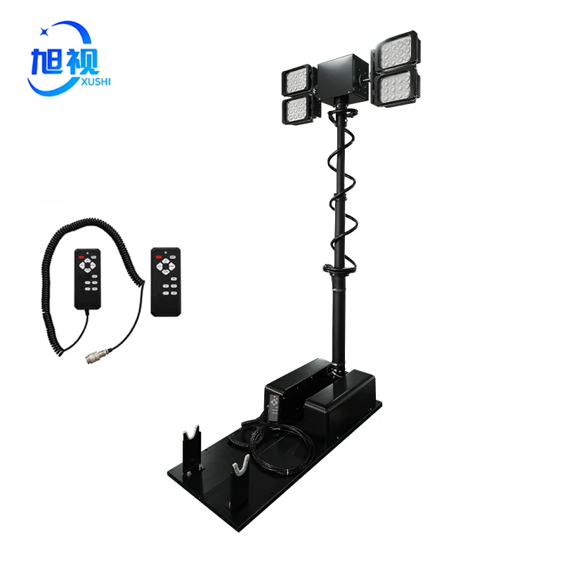 1.8M 4*120W LED CAR CAMERA COLLAPSIBLE TELESCOPIC LIGHT POST FOLDING ALUMINUM ROOF MOUNTED HIGH POLE FIRE EMERGENCY RESCUE MAST