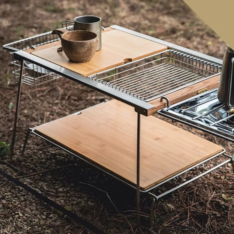 야외 캠핑 IGT 테이블 IGT 2단 테이블 IGT 이중층 화로 테이블 피크닉 신제품