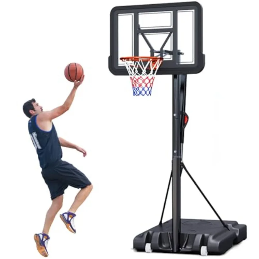44 Portable Basketball Hoop System for Outdoors with Adjustable Height Ranging from 5.5 to 10 Feet Features Breakaway Rim and I