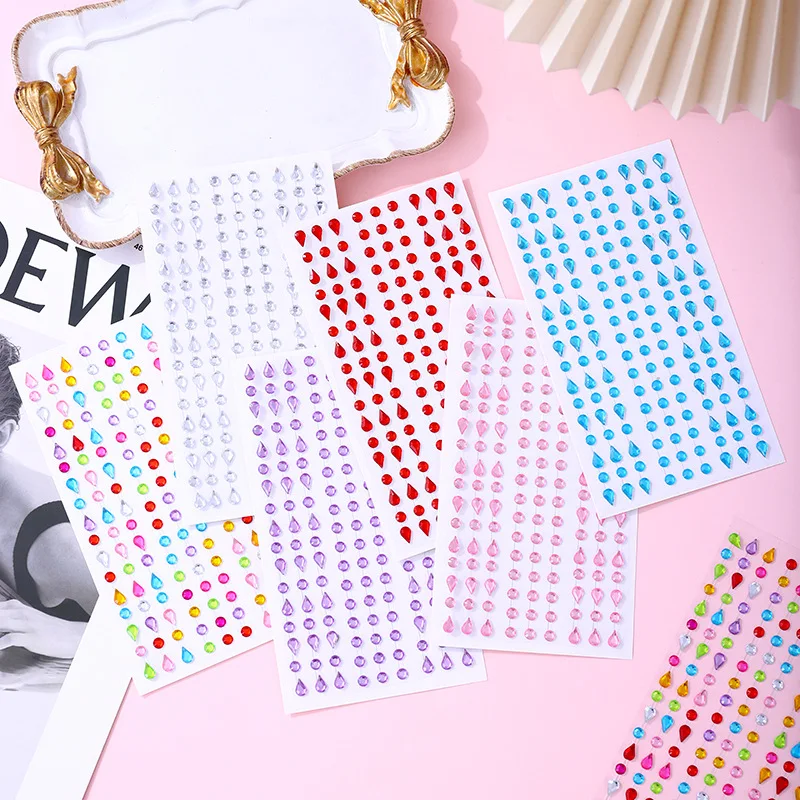 Hot Selling Teardrop Face Gems Stickers Self Adhesive Acrylic Rhinestones for Festival Rave Party Makeup Eye Face Decoration view 2
