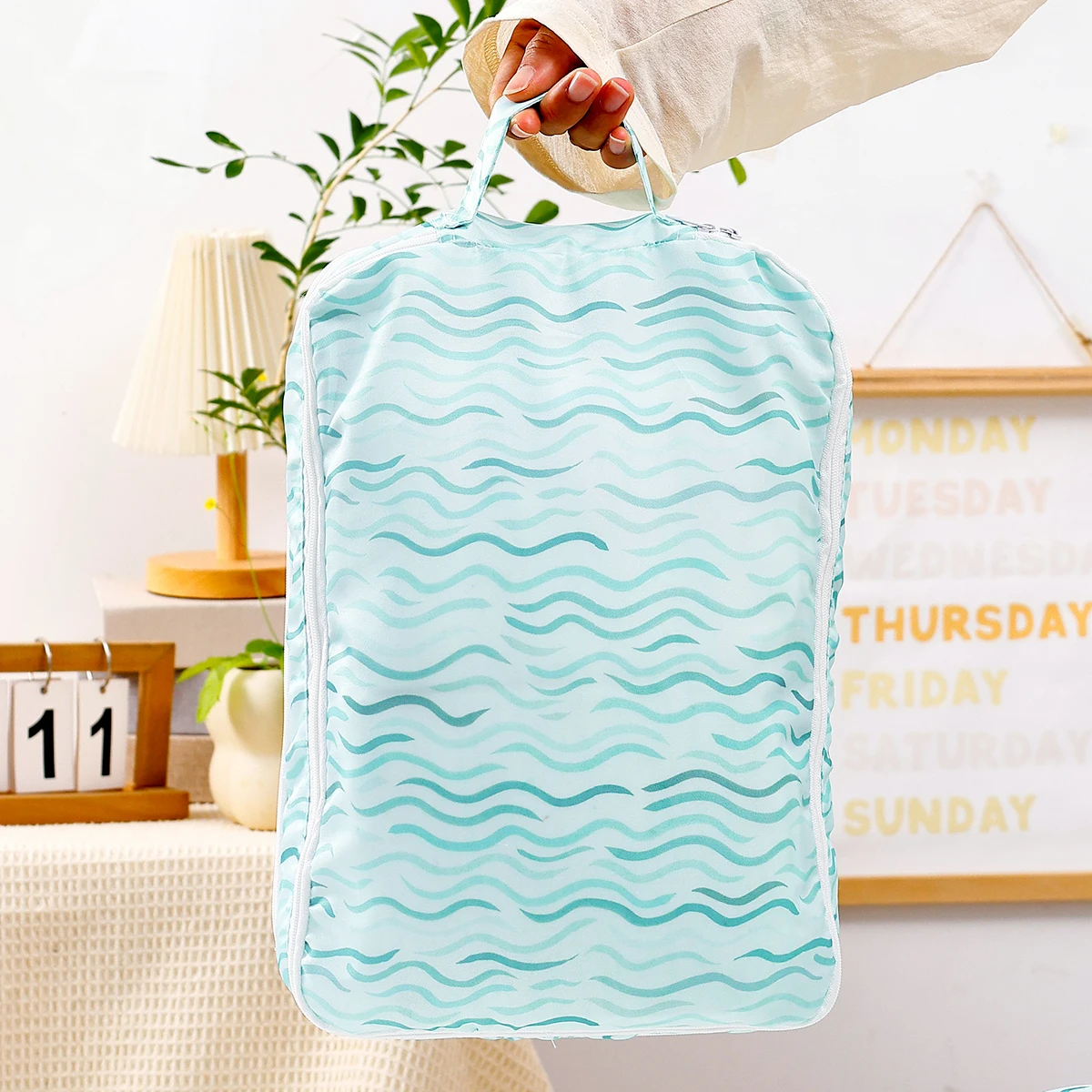 2 Buah Tas Penyimpanan Portabel Tahan Air Poliester 100% Pakaian Bayi Tas Organizer Perjalanan Kacamata Kosmetik dengan Dua Ritsleting