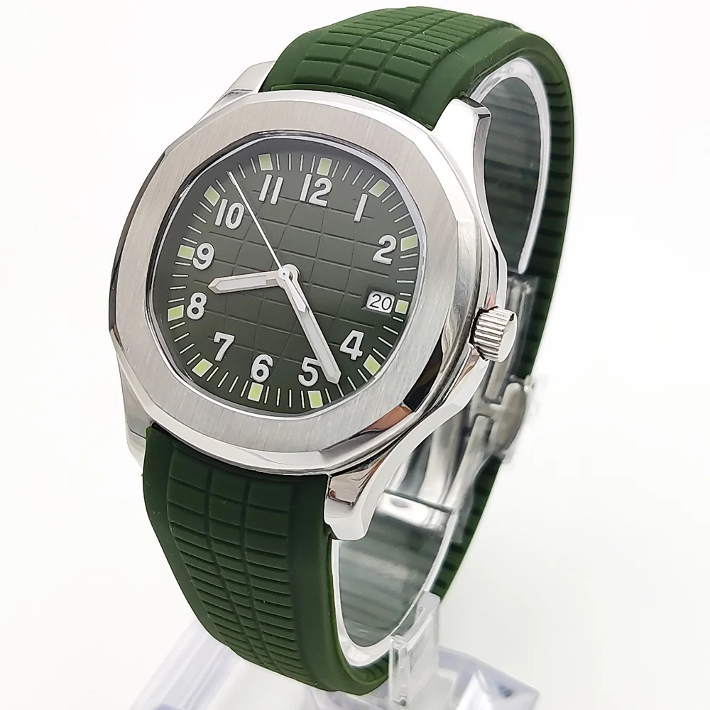 

6-color Leisure Men's Watch 42mm NH35 Automatic Movement Green Dial Waterproof Sapphire Glass Date Rubber Strap Mechanical Watch