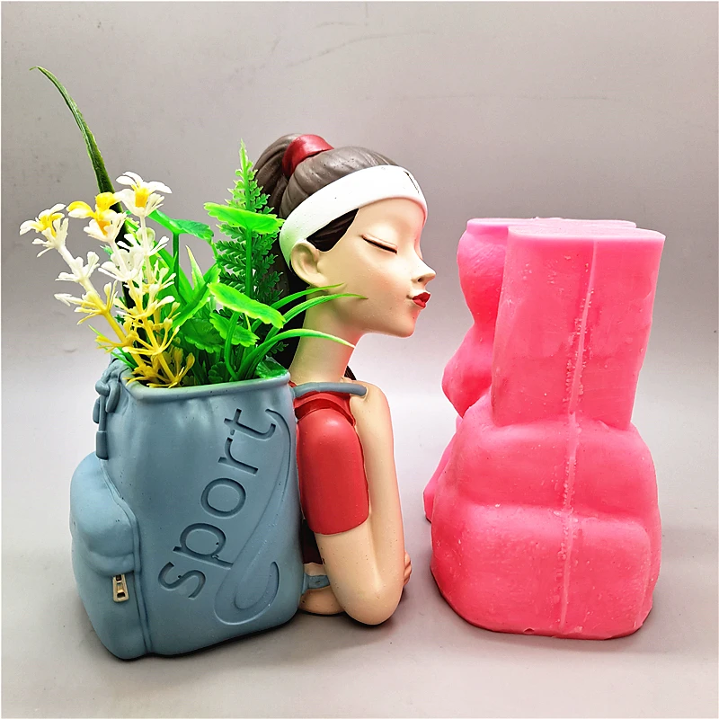 

Спортивный рюкзак для девочек, цветочный горшок, силиконовая форма, гипсовая бетонная смола, изготовление своими руками, украшение для сада, украшения для дома