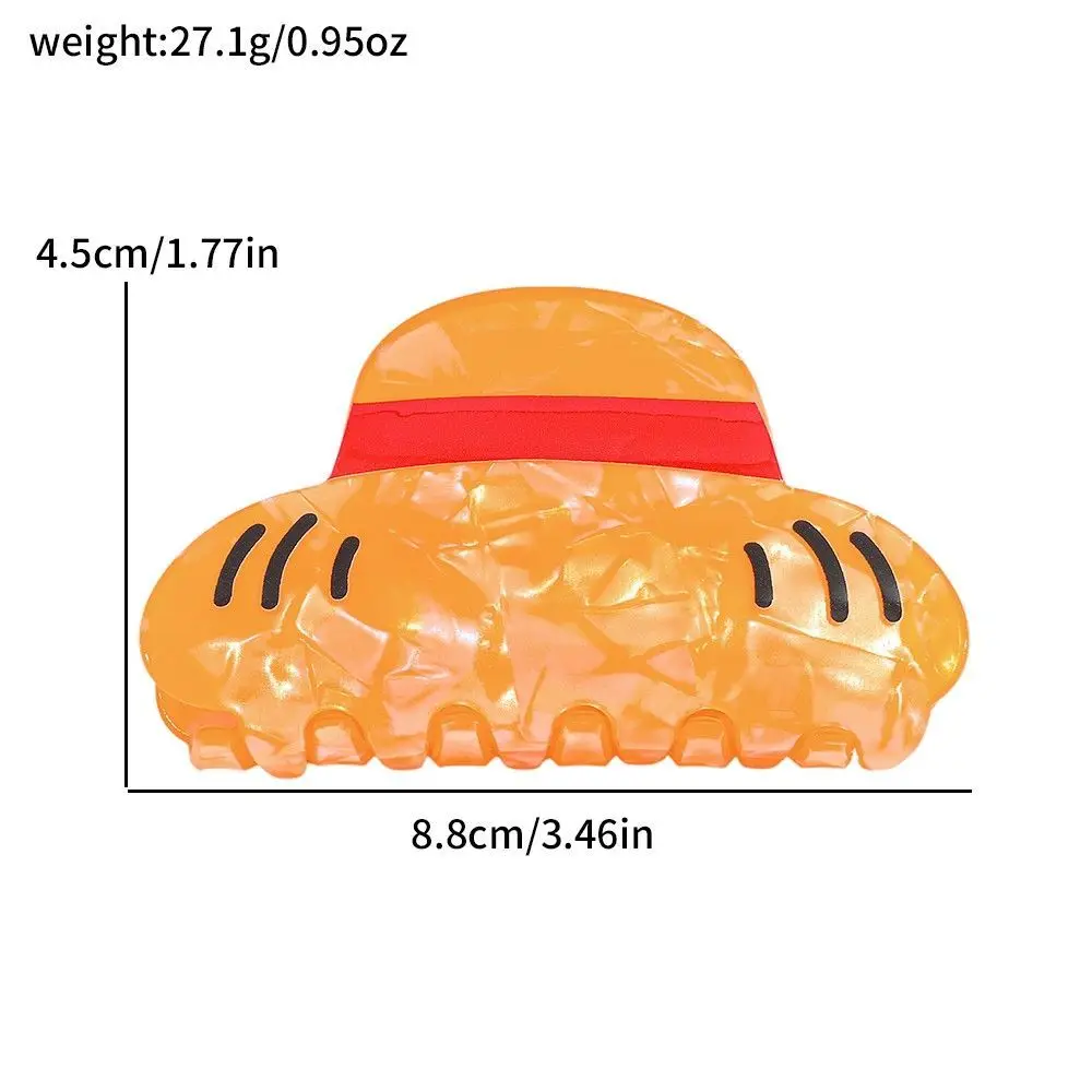 New One Piece Luffy Hat Hair Clip Cartoon Anime Character Accessories Shark Clip Hairpin Versatile view 3