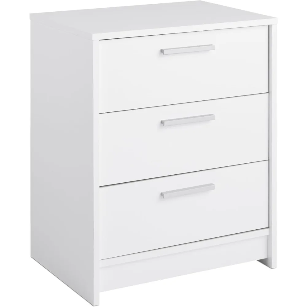 

Studio Essentials Nightstand Bedside Table, White Nightstand for Bedroom, End Table with 3 Drawers 16" D X 21.25" W x 26.25" H