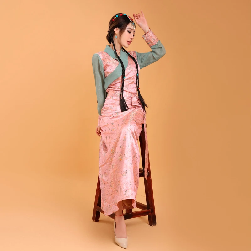 

Nepal Bhutan Sikkim Women Tibetan Bola Summer Clothing Guozhuang Dress Lhasa Ethnic Garment Travel Photography Tibet Gown Robe