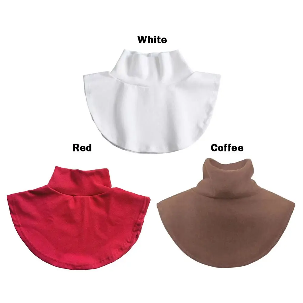 단색 페이크 칼라 브러시드 플리스 베이스 장식 칼라 터틀넥 고탄력 하이 칼라 여성복