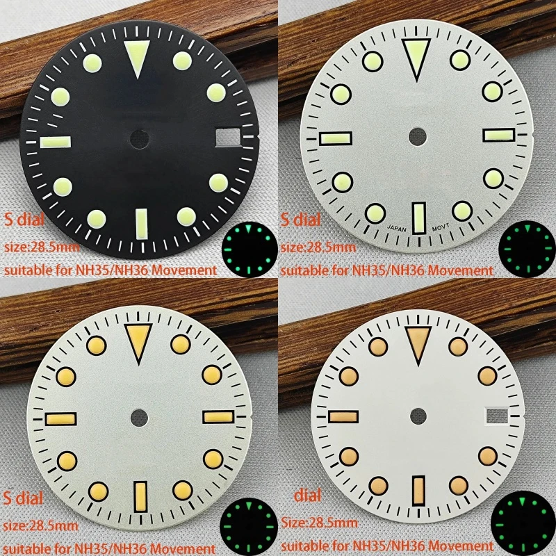 

Customized 28.5mm NH35 Dial Retro Dial Green Luminated Dial Suitable for NH35 NH36 Movement 904L 316L Watch Accessories Quartz