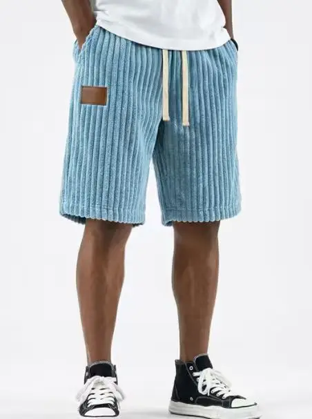 2025 Neue Herren Retro Cord-Freizeithosen Herren Mode Einfarbige Jogginghosen Harajuku Cord-Kurzhosen Neue Herrenkleidung Roupas – Detail 3