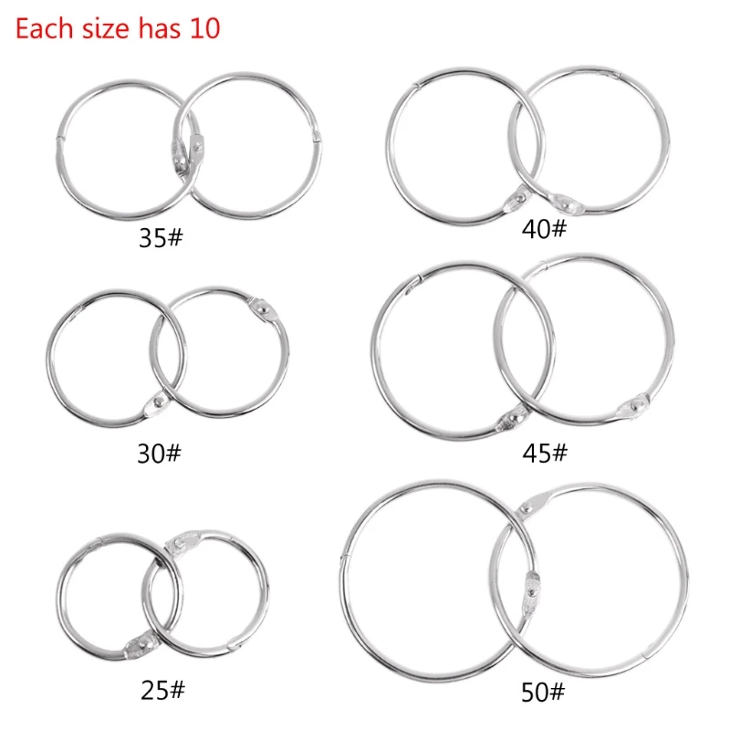 10pcs Metal Binder Ring Loose Leaf Book Binder Hoop Ring Multifunctional Keychain Circle Book Binder Hoop Office Binding Supply